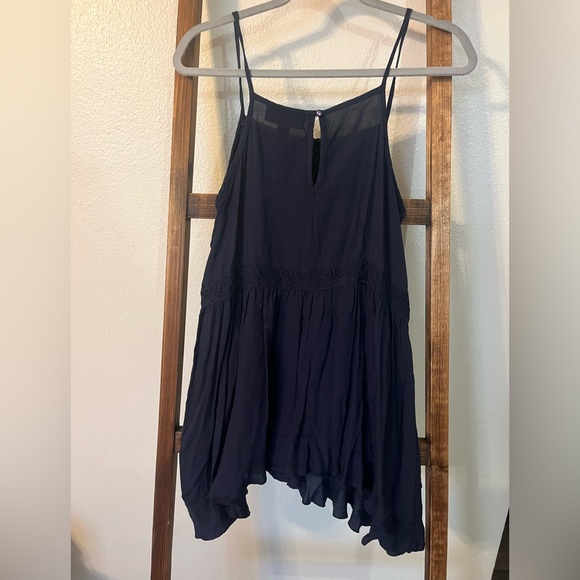 Wendy Bellissimo Maternity Navy Blue Lace Accent Sleeveless Tunic Blouse M - Picture 2 of 3